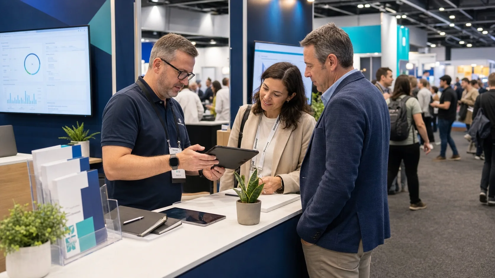SmallBiz Melbourne exhibitor demonstrating a product to business attendees